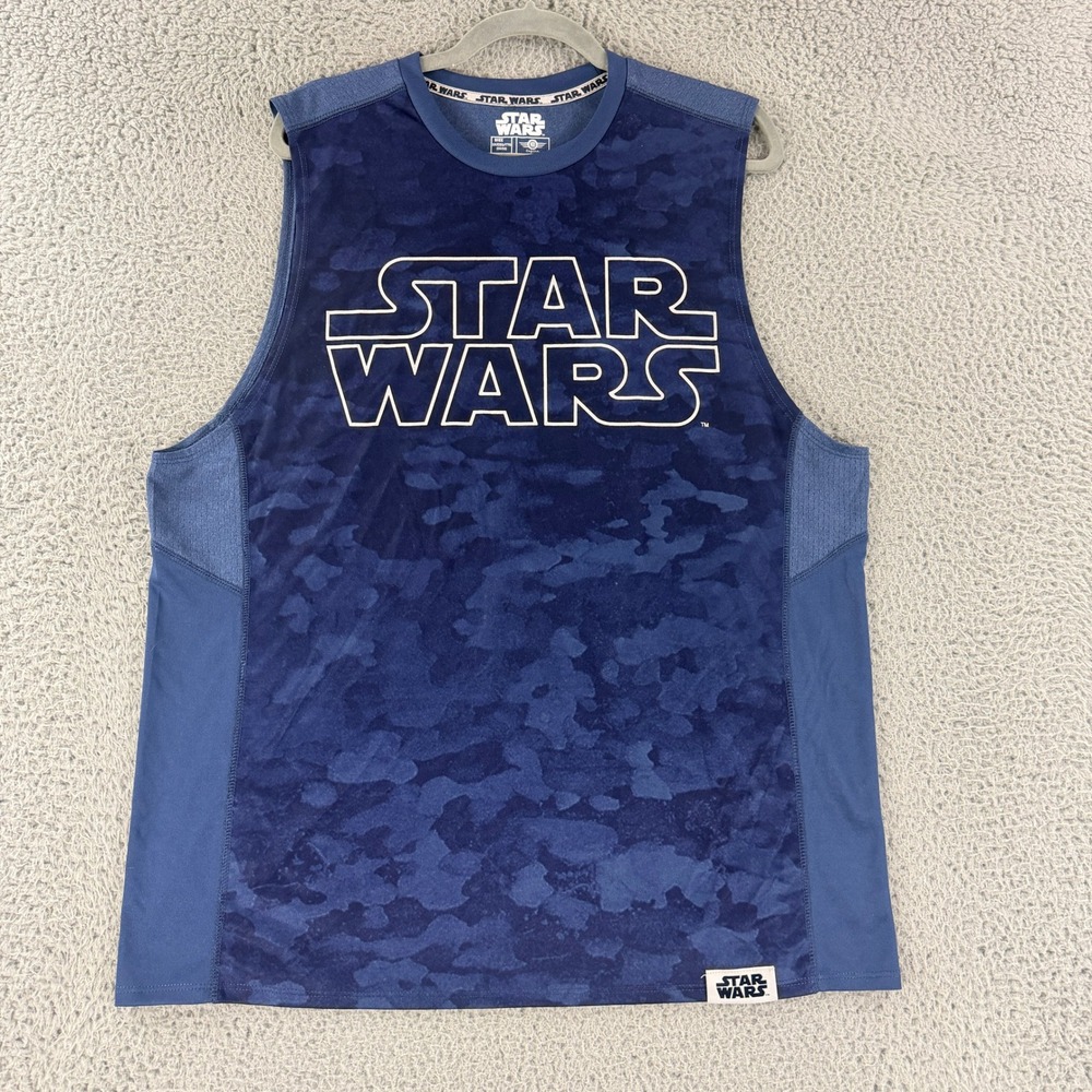 Mad Engine Star Wars Performance Tank Top Mens 2XL Blue Camo Mesh Athletic